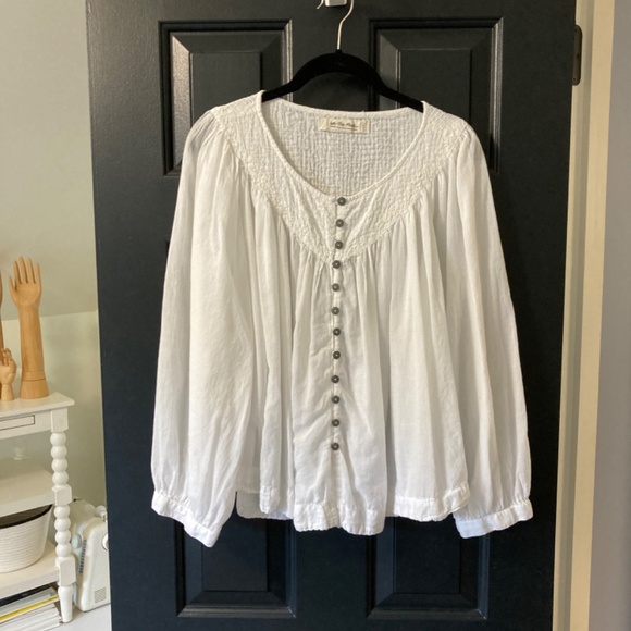 We The Free smocked sheer button up blouse - Picture 10 of 11